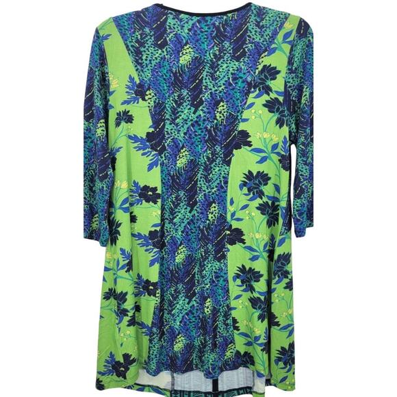 Soft Surroundings Green Blue Floral Sequin Beaded Embroidered Tunic Top Size XS - Picture 9 of 9